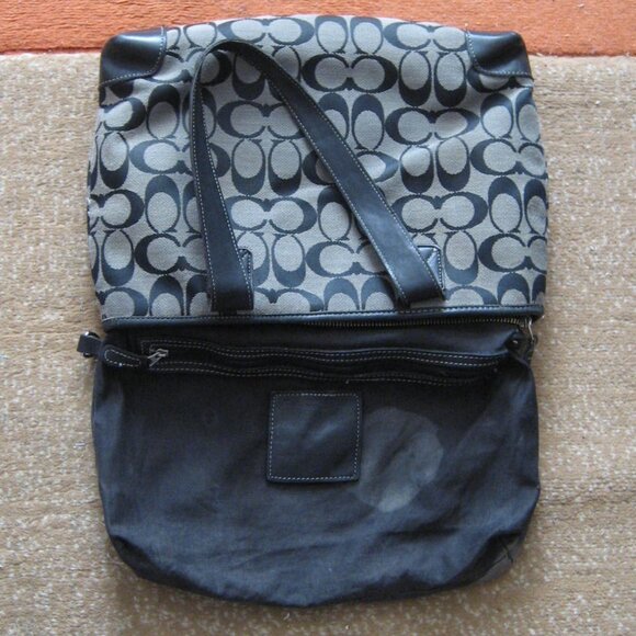 Authentic COACH Monogram Signature Shoulder Bag #6092, Black Gray - Picture 10 of 14